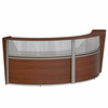 Linea Italia Curved Reception Desk 2 Units, Clear Panel, 124”W x 49”D, Cherry ZUC316